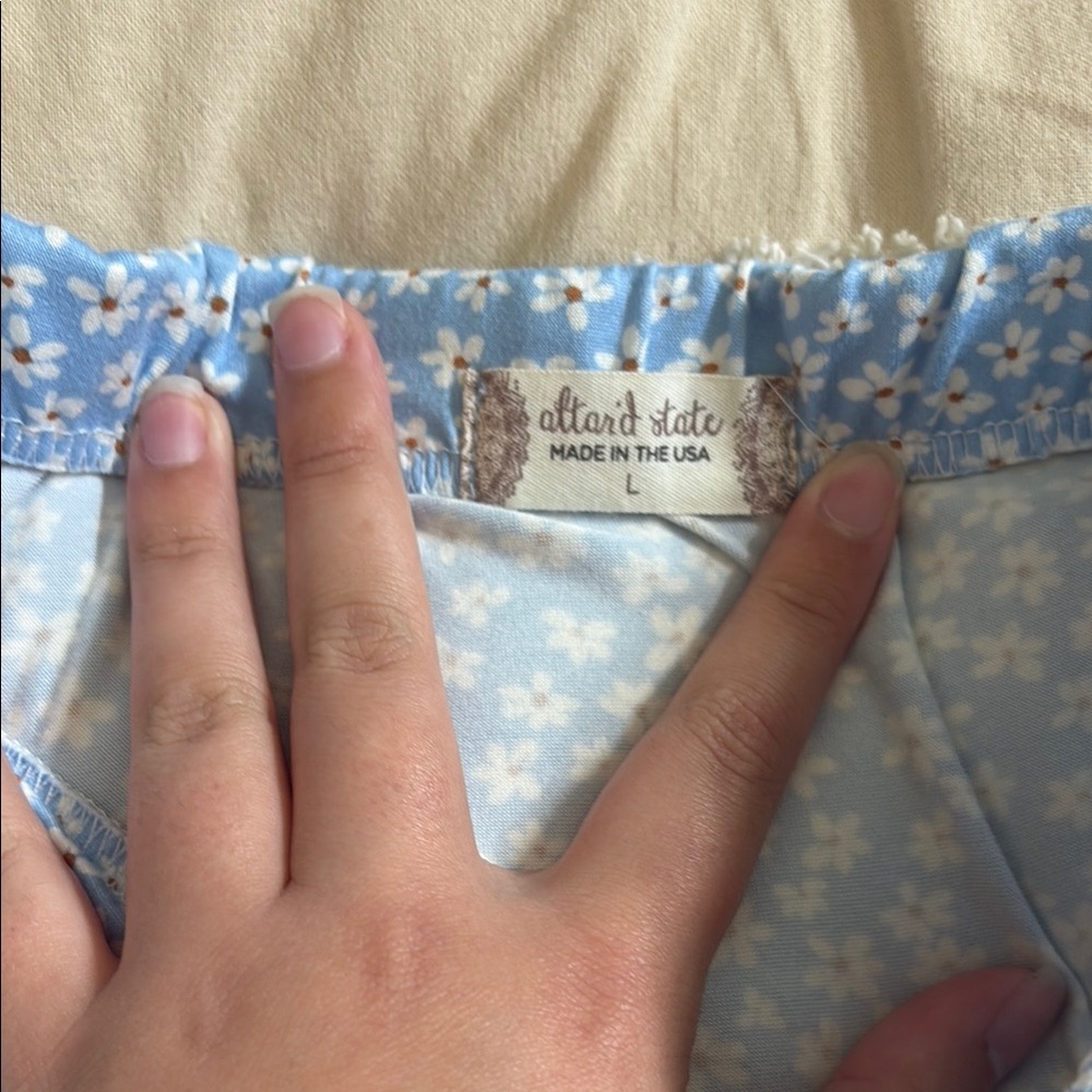 Altar'd State Blue Bubble Mini Skirt with Ruched Detail - Picture 2 of 2